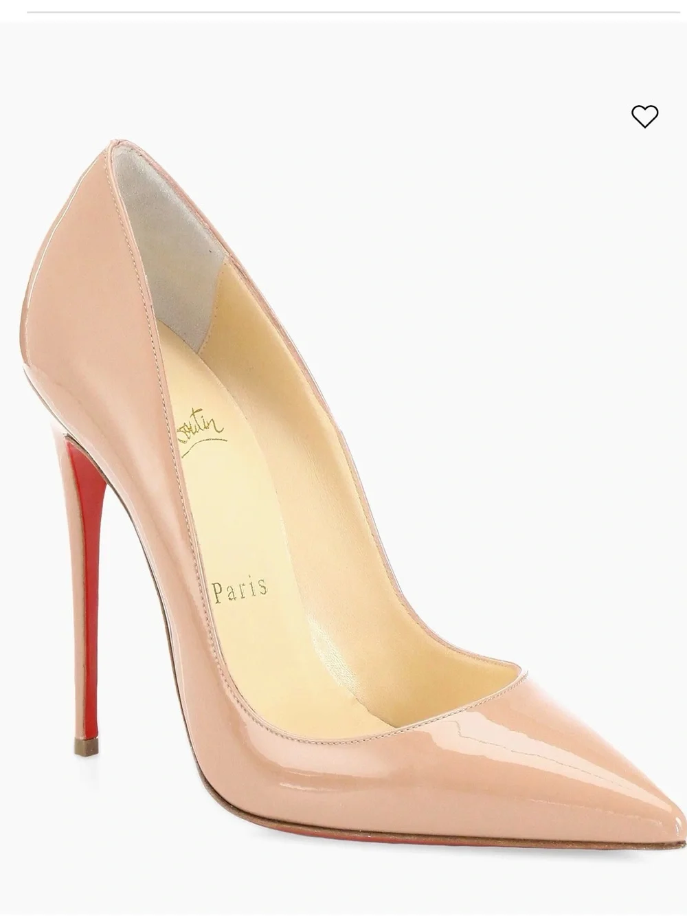 Christian Louboutin Blush Patent Pointed-Toe Stiletto with Red Sole
